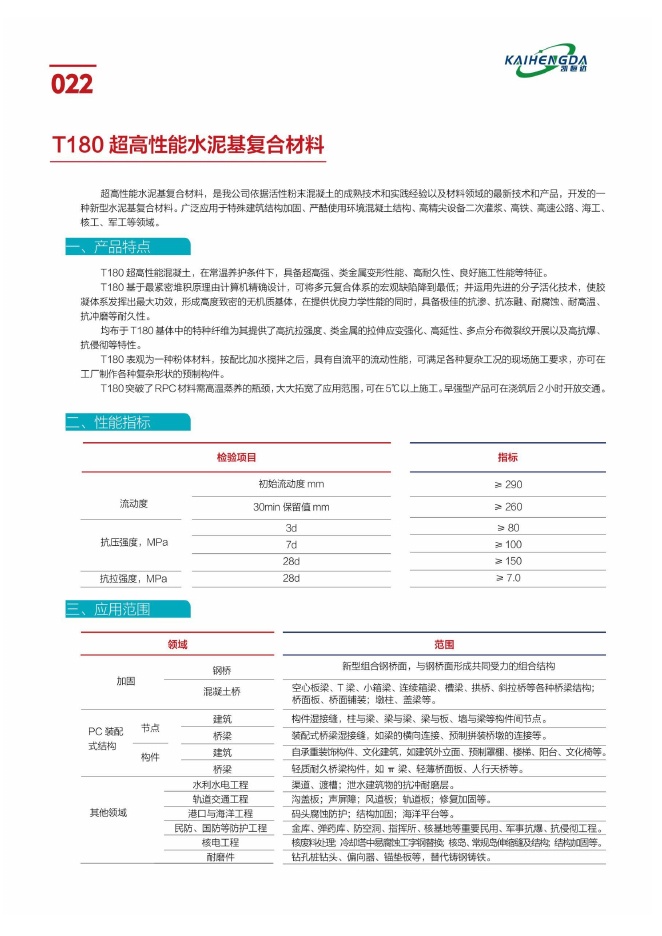 T180 超高性能水泥基复合材料说明书第1页