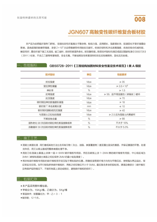 JGN607 高触变性碳纤维复合板材胶说明书第1页