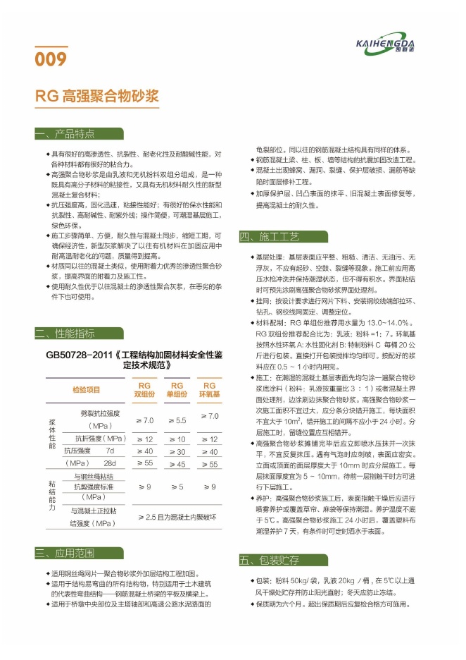 RG 高强聚合物砂浆说明书第1页